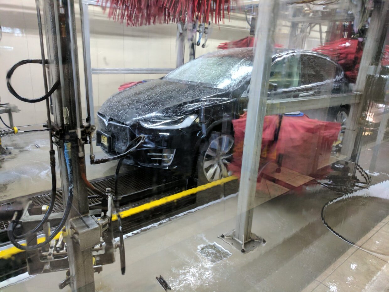 Tesla in Automatic Car Wash