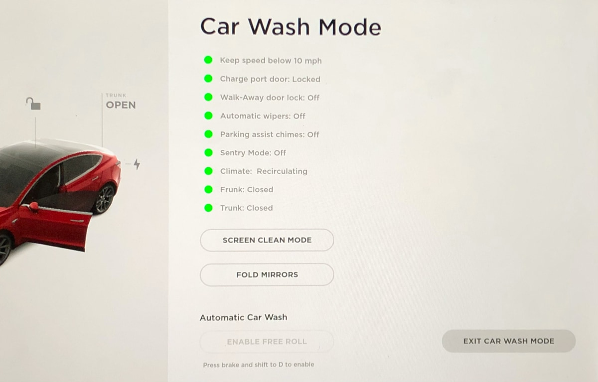 Tesla carwash mode